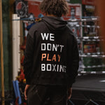 Felpa Boxraw We Don't Play Boxing oversize con cappuccio Nero-Combat Arena