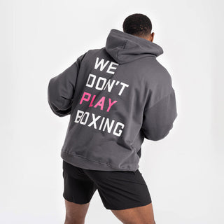 Sweatshirt Boxraw We Don't Play Boxing oversize with hood Gray-pink 