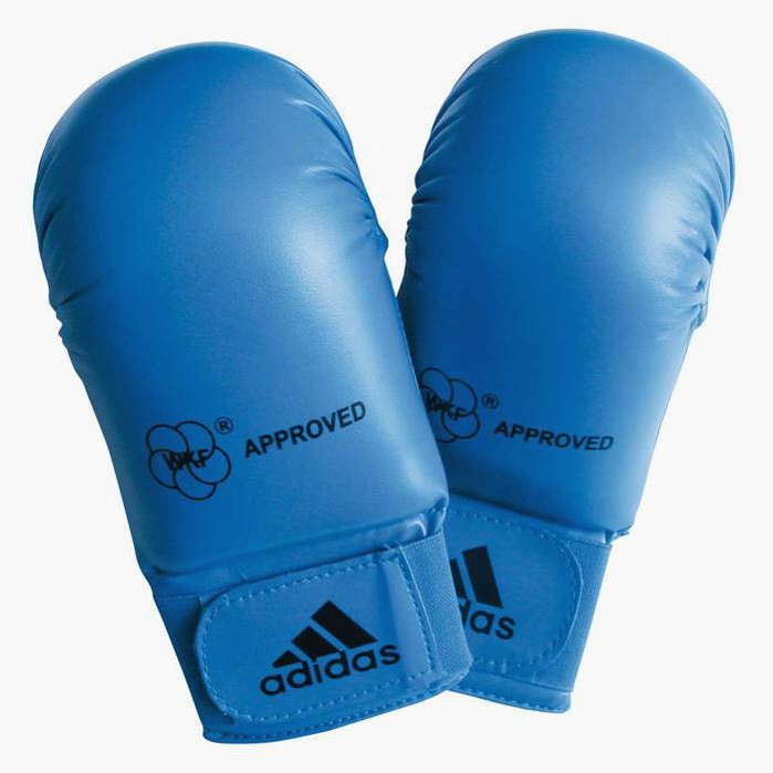 Karate Kumite Gloves Adidas Red and Blue WKF Approved without thumbs