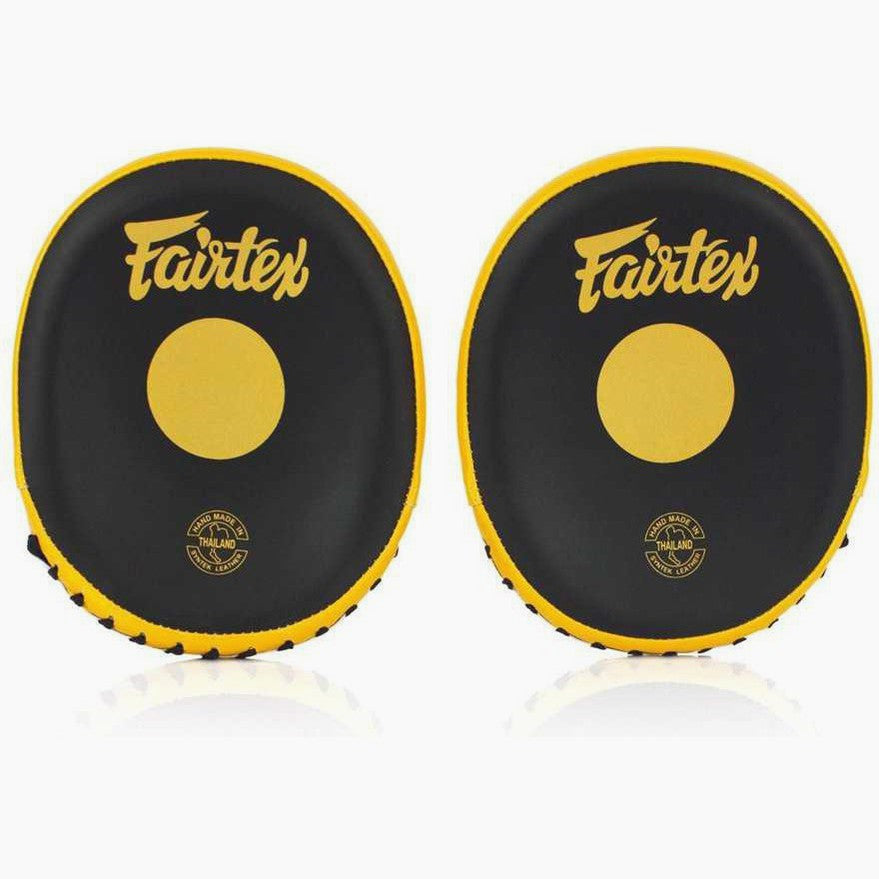 FAIRTEX合革製パンチングミット FMV15 黒＆金 手のひらサイズ Punch mitts Fairtex Speed & Accuracy FMV15 Black-gold – Combat Arena