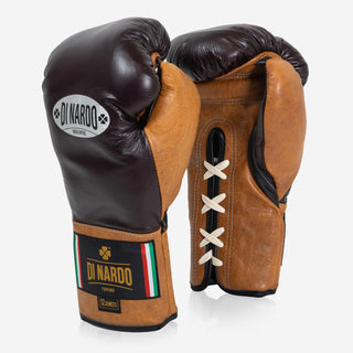 Guantoni Di Nardo con lacci 12 Oz Borgogna-cognac-vintage-Combat Arena