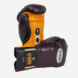 Boxing gloves Di Nardo with Laces 16 Oz Burgundy-yellow-Combat Arena
