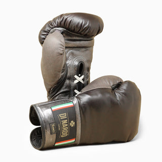 Guantoni Di Nardo con lacci 16 Oz Marrone-argento-Combat Arena