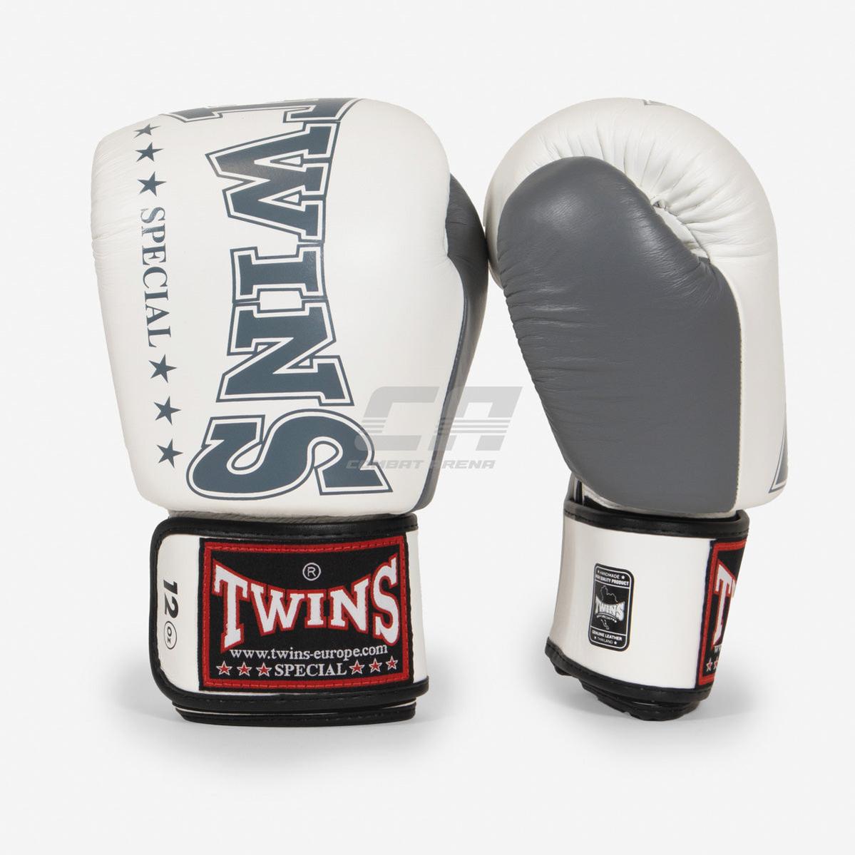 Thai boxing gloves Twins Special BGVL 8 White-gray – Combat Arena