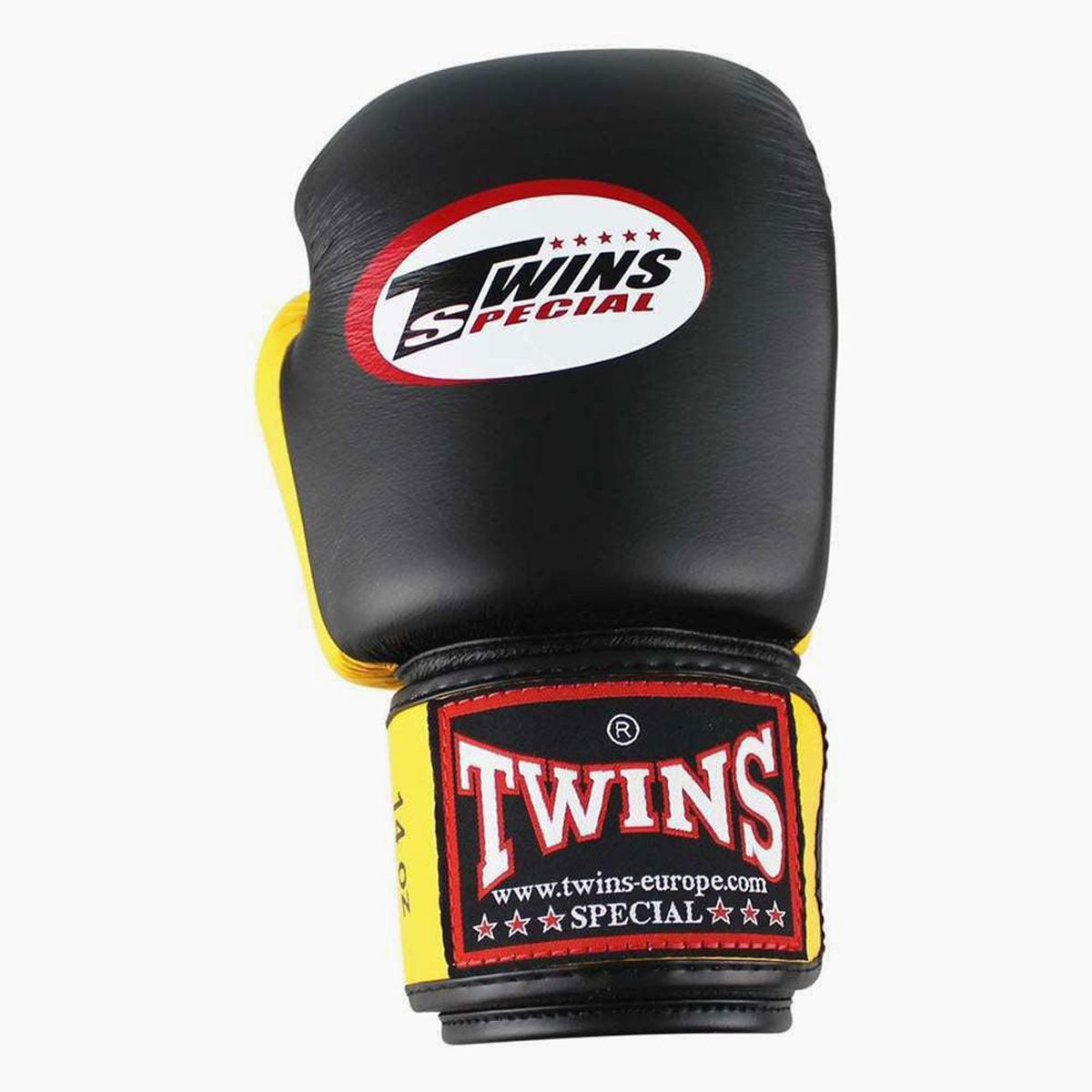 Thai boxing gloves Twins Special BGVL3 Black-Yellow – Combat Arena