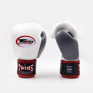 Thai boxing gloves Twins Special BGVL4 Black-white-gray-Combat Arena
