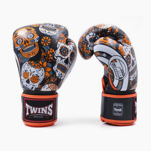 Thai boxing gloves Twins Special FBGVL 4 Skull Orange-Combat Arena