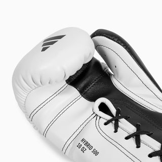 Boxing gloves Adidas Hybrid 500 For against Laces Black-white 