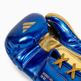 Boxing gloves Adidas Hybrid 500 Pro with Laces Blue-gold 