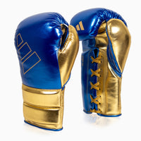 Boxing gloves Adidas Hybrid 500 Pro with Laces Blue-gold 