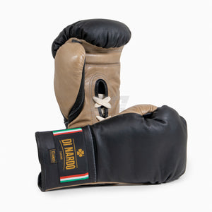 Boxing gloves Di Nardo with laces Black-Beige 12 oz 