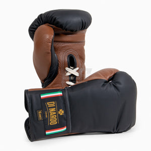 Boxing gloves Di Nardo with laces Black-Brown 16 oz 