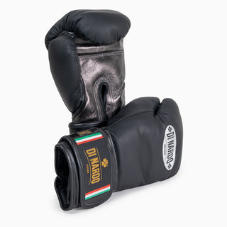 Boxing gloves Di Nardo with Velcro 12 Oz Dark silver-black-Combat Arena