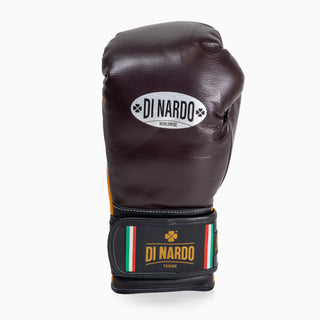 Boxing gloves Di Nardo with Velcro 16 Oz Burgundy-yellow-Combat Arena