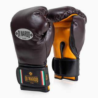Boxing gloves Di Nardo with Velcro 16 Oz Burgundy-yellow-Combat Arena