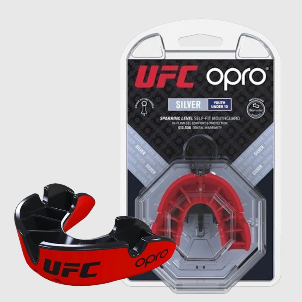 Mouthguard baby Opro X UFC Silver Red-black