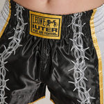 Shorts kick-thai Leone IUTER Barbed Wire AB05IU Black-Combat Arena