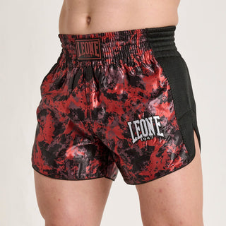 Pantaloncini kick-thai Leone Urban Fighter AB998 Nero-rosso camo-Combat Arena