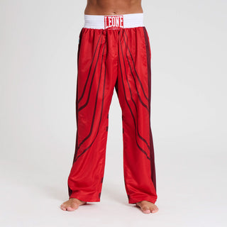 Pantaloni Kickboxing WAKO Leone AB992 Rosso-Combat Arena
