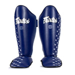 Shinguards Fairtex Competition SP5 with blue footrests 