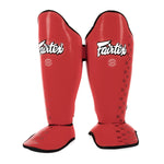 Shinguards Fairtex Competition SP5 with red footrests 