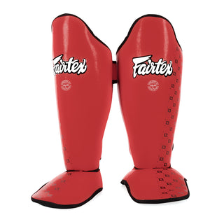 Shinguards Fairtex Competition SP5 with red footrests 