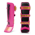 Shinguards Leone Iuter PT01IU with fuchsia footrest 