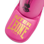 Shinguards Leone Iuter PT01IU with fuchsia footrest 