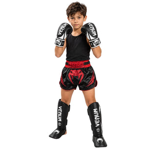 Shin guards kids Venum Challenger Black-white