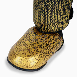 Shinguards with foot guard Adidas Pro Kickboxing WAKO Black-gold 
