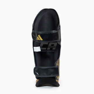 Shinguards with foot guard Adidas Pro Kickboxing WAKO Black-gold 