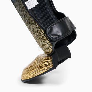 Shinguards with foot guard Adidas Pro Kickboxing WAKO Black-gold 