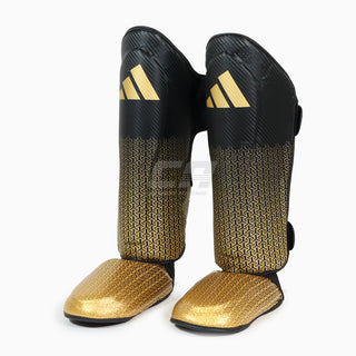 Shinguards with foot guard Adidas Pro Kickboxing WAKO Black-gold 