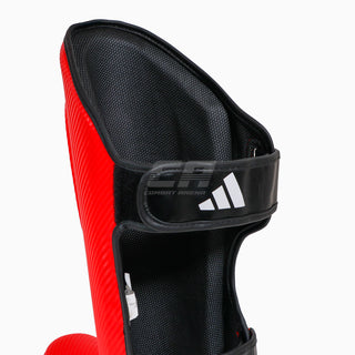 Shinguards with parapet Adidas Pro Kickboxing WAKO Red-white 