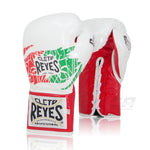 Boxhandschuhe Cleto Reyes Safetec CB4 Mexikanisch Weiß-Rot mit Schnürsenkeln