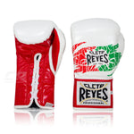 Boxhandschuhe Cleto Reyes Safetec CB4 Mexikanisch Weiß-Rot mit Schnürsenkeln